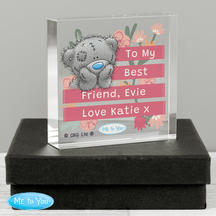 Personalised Me To You Floral Crystal Token - The Gift Cabin UK