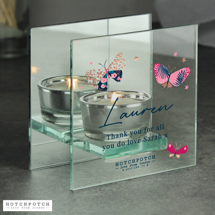 Personalised Hotchpotch Butterfly Mirrored Tealight Holder