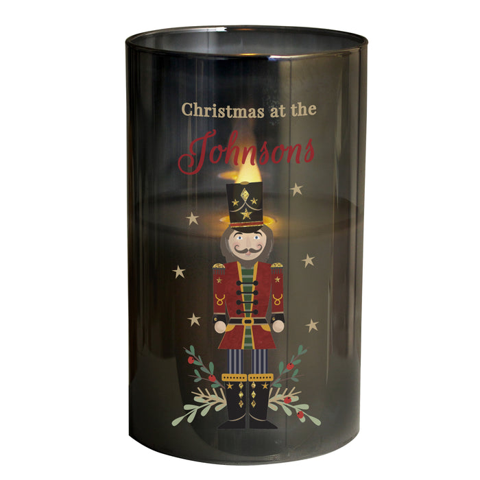 Personalised Christmas Nutcracker Smoked LED Candle