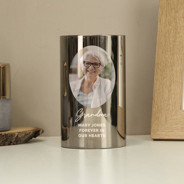 Personalised Photo Upload Smoked Glass LED Candle