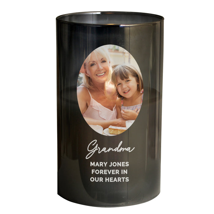 Personalised Photo Upload Smoked Glass LED Candle