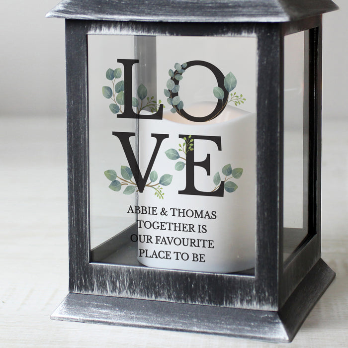 Personalised LOVE LED Black Lantern