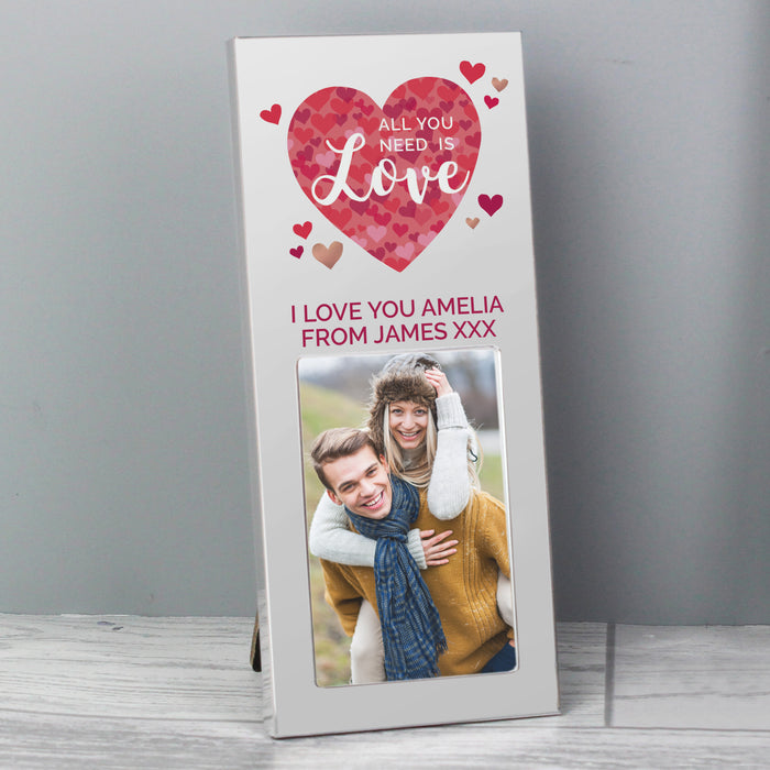 Personalised 'All You Need is Love' Confetti Hearts 2x3 Photo Frame