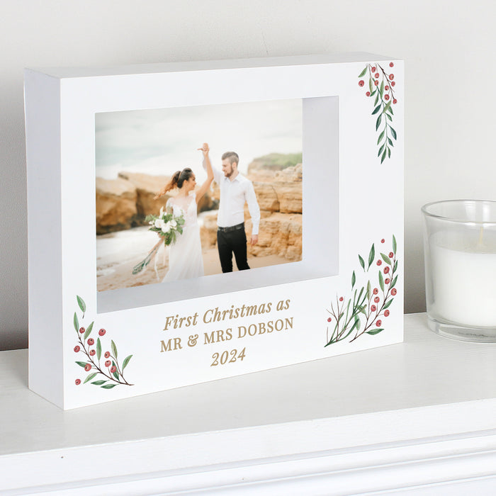 Personalised Christmas Foliage 5x7 Box Photo Frame