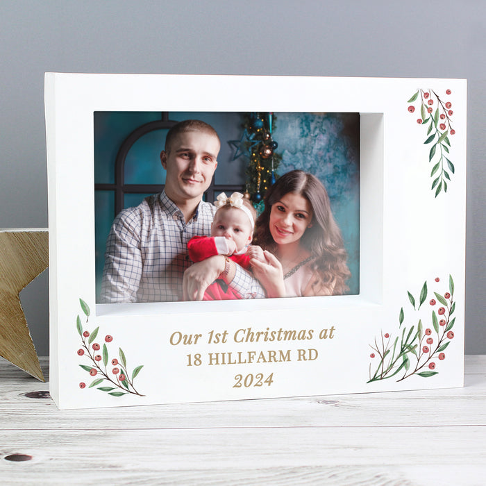 Personalised Christmas Foliage 5x7 Box Photo Frame