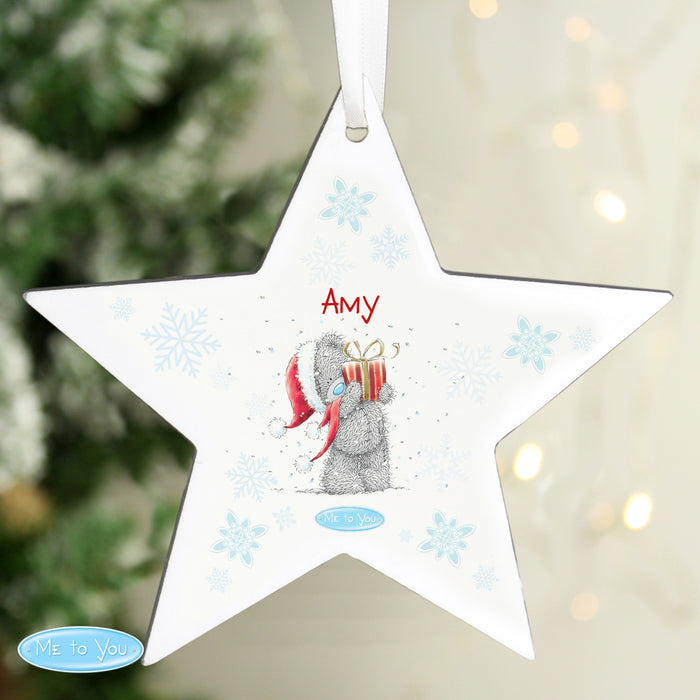 Personalised Me To You Christmas Wooden Star Decoration - The Gift Cabin UK