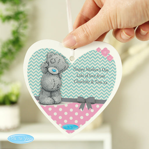 Personalised Me To You Pastel Polka Dot for Her Wooden Heart Decoration - The Gift Cabin UK