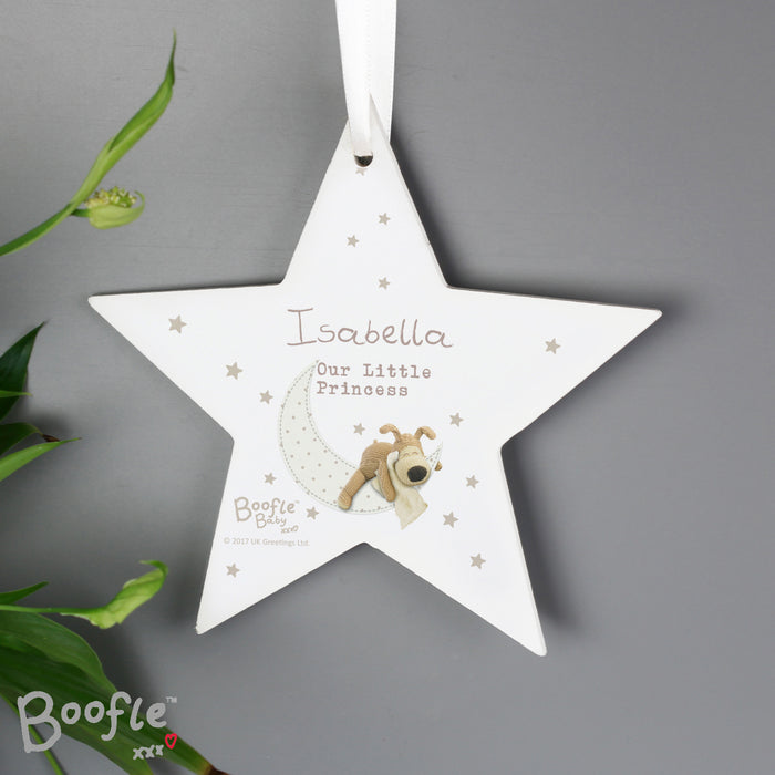 Personalised Boofle Baby Wooden Star Decoration - The Gift Cabin UK