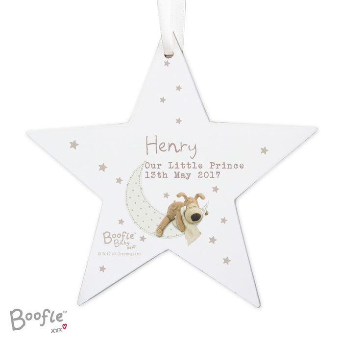 Personalised Boofle Baby Wooden Star Decoration - The Gift Cabin UK