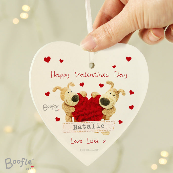 Personalised Boofle Shared Heart Wooden Heart Decoration - The Gift Cabin UK