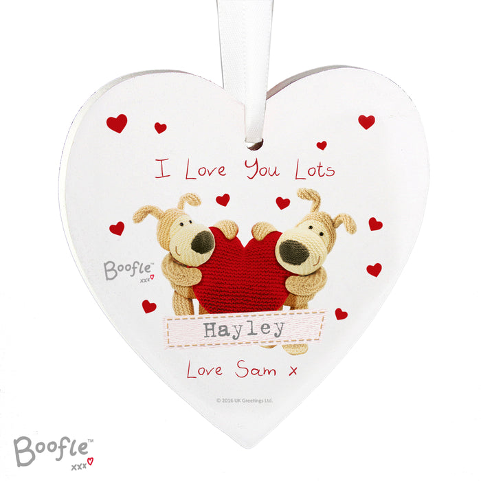 Personalised Boofle Shared Heart Wooden Heart Decoration - The Gift Cabin UK