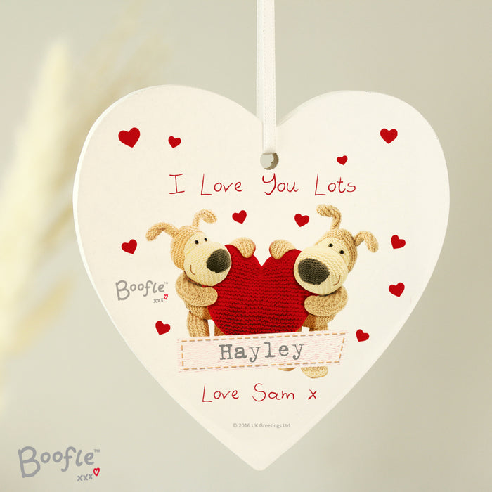 Personalised Boofle Shared Heart Wooden Heart Decoration - The Gift Cabin UK