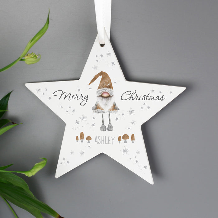 Personalised Christmas Gonk Wooden Star Decoration - The Gift Cabin UK