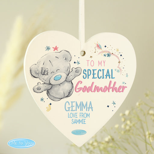 Personalised Me to You Godmother Wooden Heart Decoration - The Gift Cabin UK