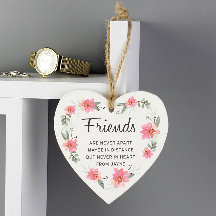 Personalised Floral Sentimental Wooden Heart Decoration