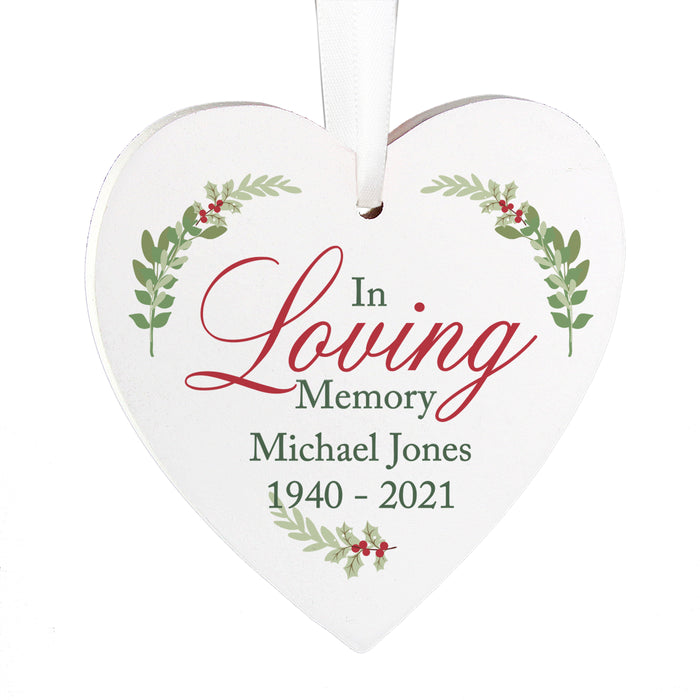 Personalised In Loving Memory Wooden Heart Decoration