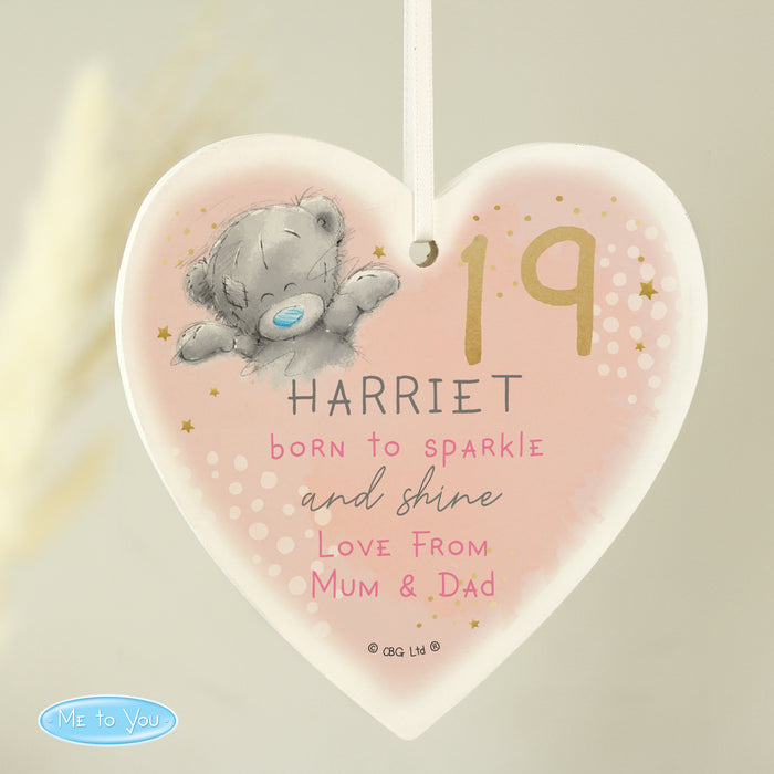 Personalised Me To You Sparkle & Shine Birthday Wooden Heart Decoration - The Gift Cabin UK