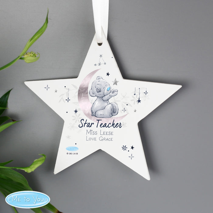 Personalised Moon & Stars Me To You Wooden Star Decoration - The Gift Cabin UK