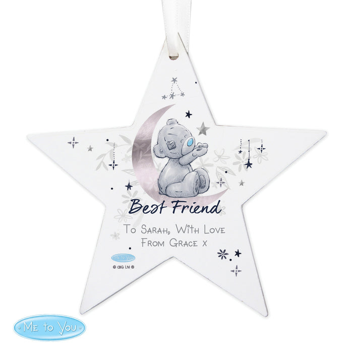 Personalised Moon & Stars Me To You Wooden Star Decoration - The Gift Cabin UK