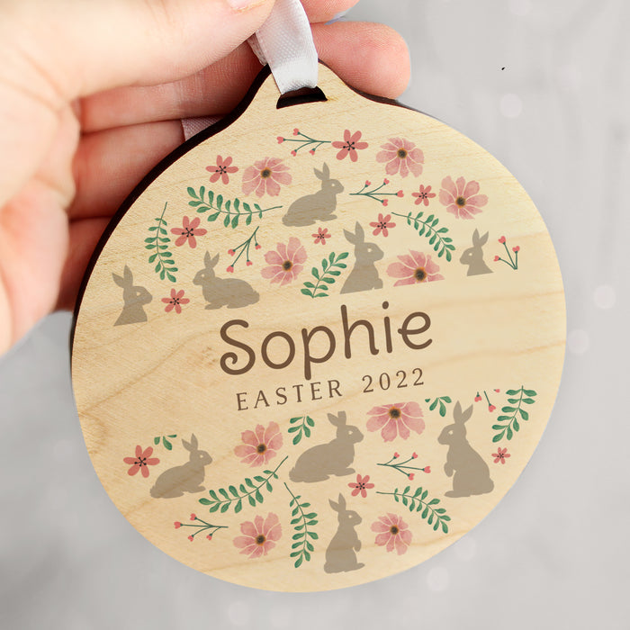 Personalised Floral Easter Tree Wooden Decoration