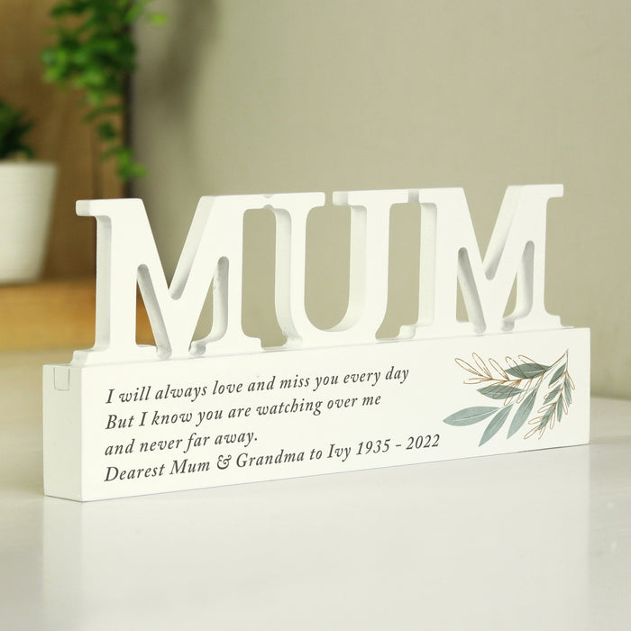 Personalised Botanical Wooden Mum Ornament - The Gift Cabin UK