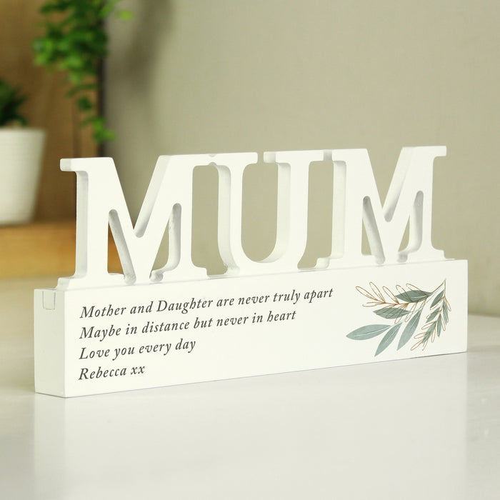 Personalised Botanical Wooden Mum Ornament - The Gift Cabin UK