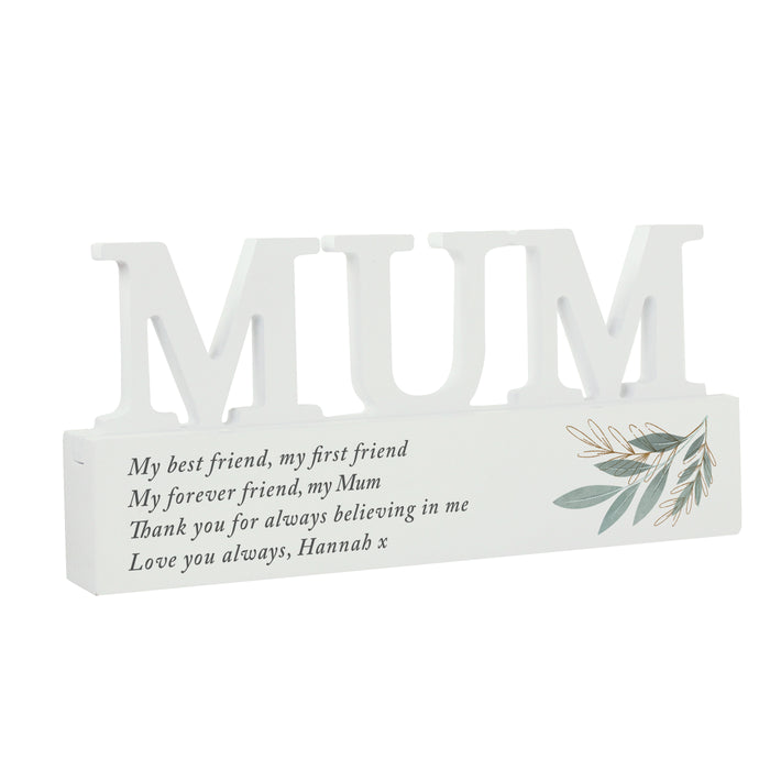 Personalised Botanical Wooden Mum Ornament - The Gift Cabin UK