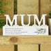 Personalised Botanical Wooden Mum Ornament - The Gift Cabin UK