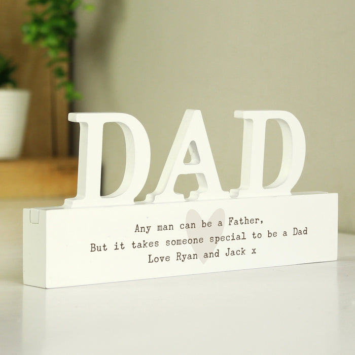 Personalised Free Text Heart Wooden Dad Ornament - The Gift Cabin UK