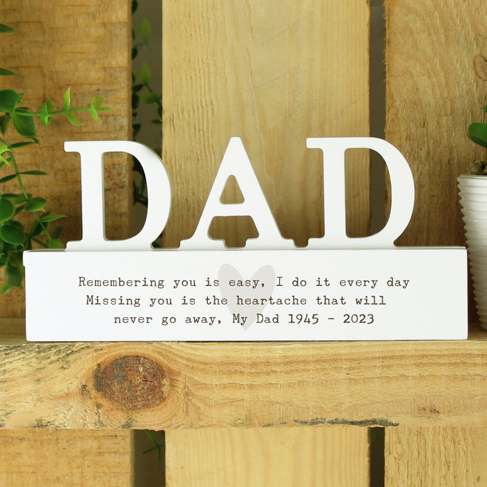 Personalised Free Text Heart Wooden Dad Ornament - The Gift Cabin UK