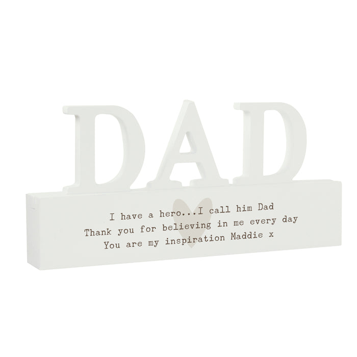 Personalised Free Text Heart Wooden Dad Ornament - The Gift Cabin UK