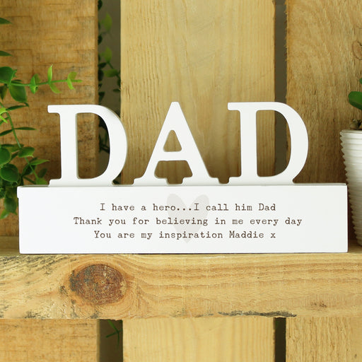 Personalised Free Text Heart Wooden Dad Ornament - The Gift Cabin UK