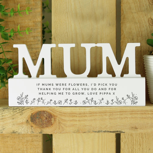 Personalised Floral Wooden Mum Ornament - The Gift Cabin UK