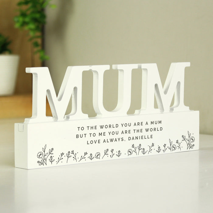 Personalised Floral Wooden Mum Ornament - The Gift Cabin UK