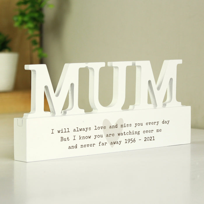 Personalised Free Text Heart Wooden Mum Ornament plaque - The Gift Cabin UK