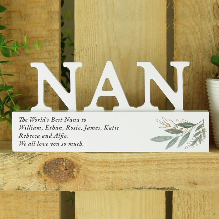 Personalised Botanical Wooden Nan Ornament - The Gift Cabin UK