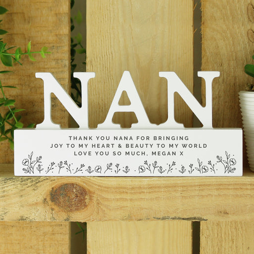 Personalised Floral Wooden Nan Ornament - The Gift Cabin UK