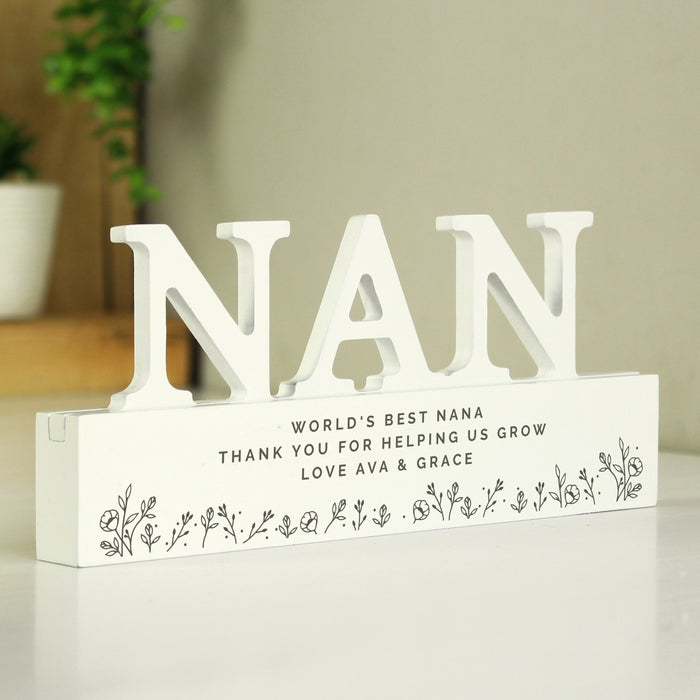 Personalised Floral Wooden Nan Ornament - The Gift Cabin UK