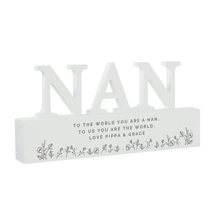 Personalised Floral Wooden Nan Ornament - The Gift Cabin UK