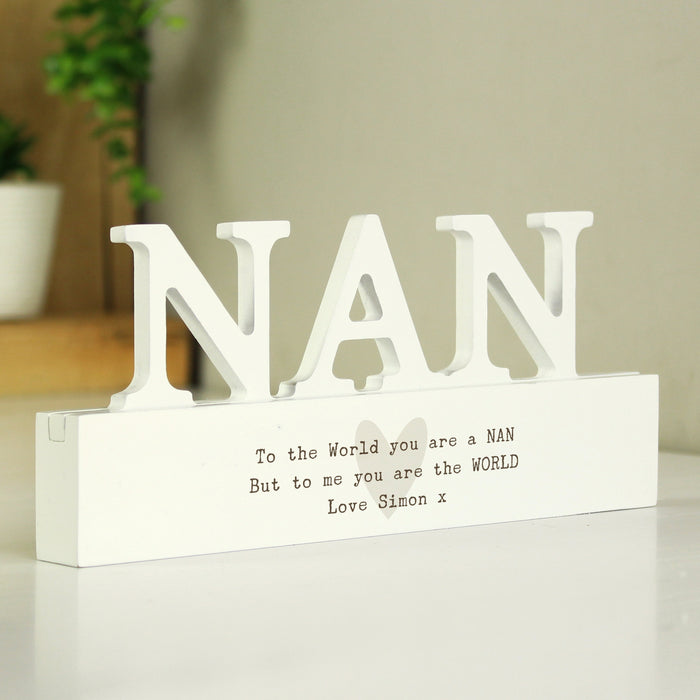 Personalised Free Text Heart Wooden Nan Ornament - The Gift Cabin UK