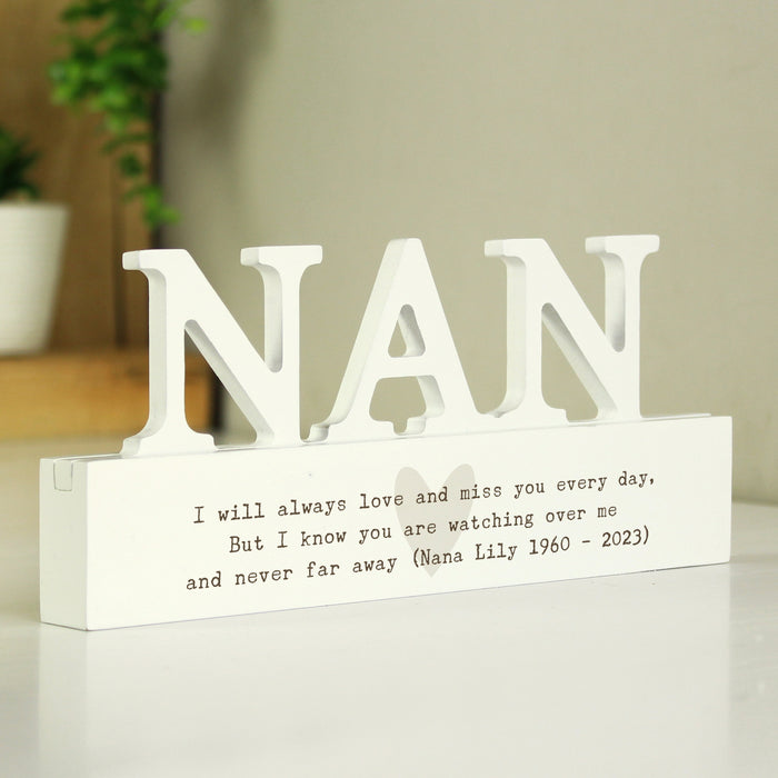 Personalised Free Text Heart Wooden Nan Ornament - The Gift Cabin UK