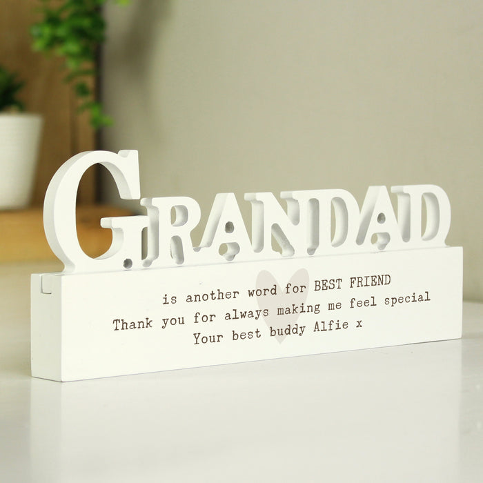 Personalised Free Text Heart Wooden Grandad Ornament - The Gift Cabin UK