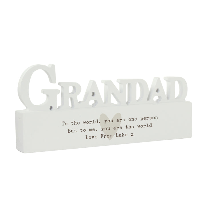 Personalised Free Text Heart Wooden Grandad Ornament - The Gift Cabin UK