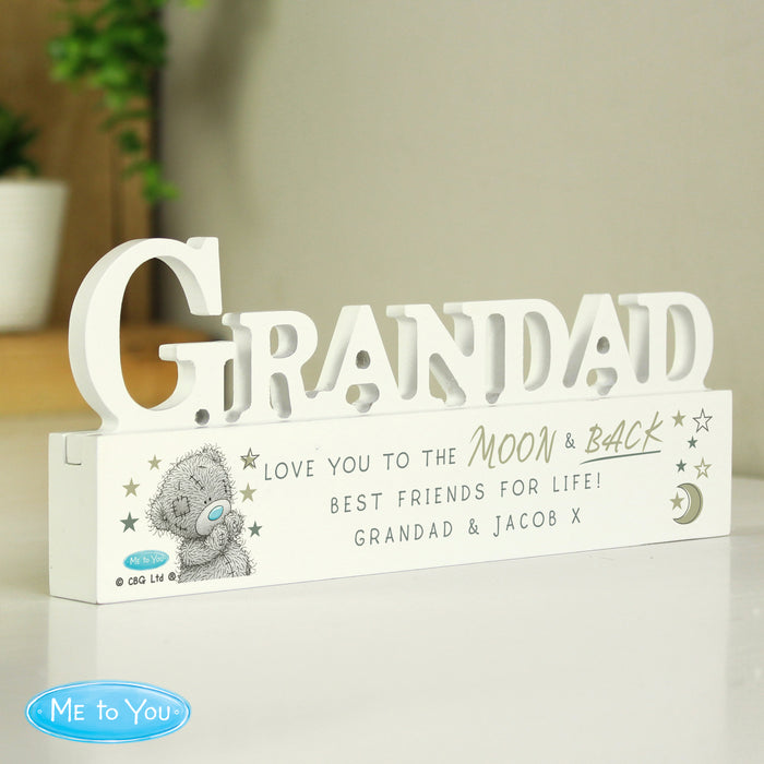 Personalised Me To You Moon and Back Wooden Grandad Ornament - The Gift Cabin UK