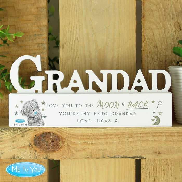 Personalised Me To You Moon and Back Wooden Grandad Ornament - The Gift Cabin UK