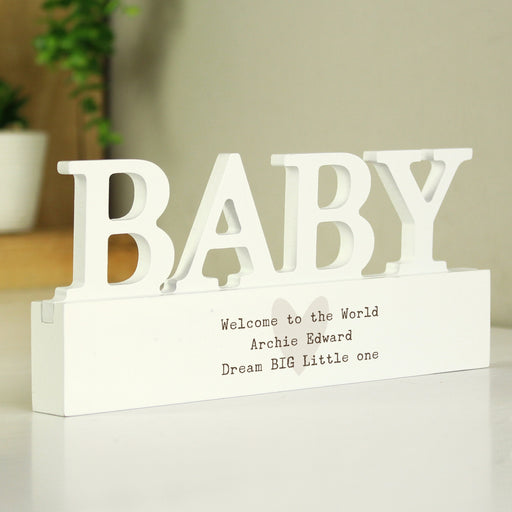 Personalised Free Text Heart Wooden Baby Ornament - The Gift Cabin UK