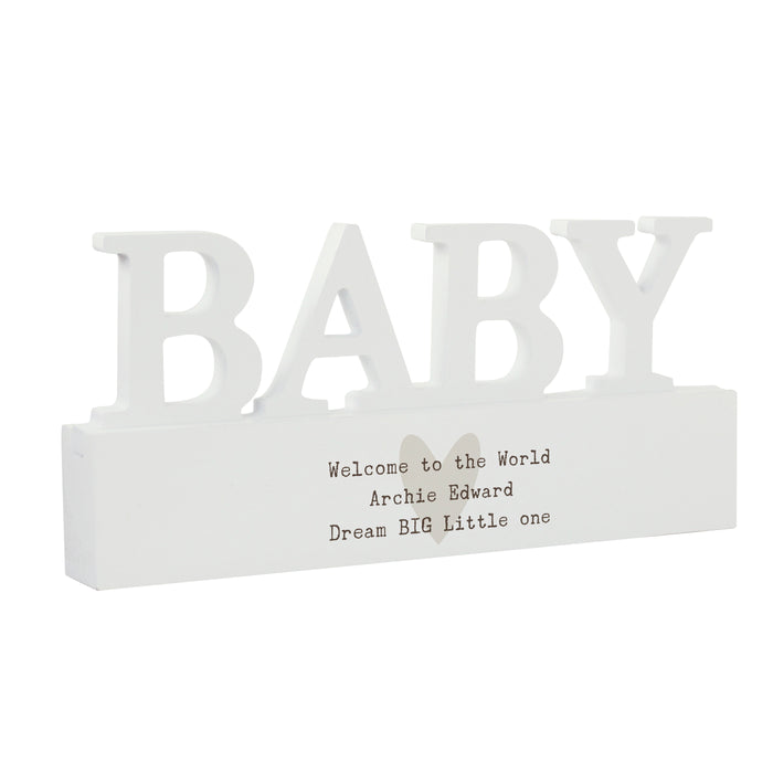 Personalised Free Text Heart Wooden Baby Ornament - The Gift Cabin UK