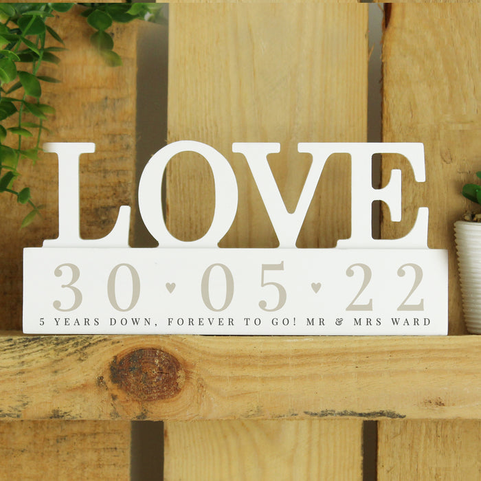 Personalised Special Date Wooden Love Ornament - The Gift Cabin UK