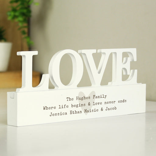 Personalised Free Text Heart Wooden Love Ornament - The Gift Cabin UK