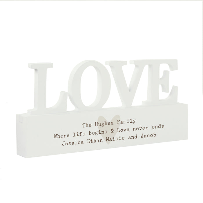 Personalised Free Text Heart Wooden Love Ornament - The Gift Cabin UK